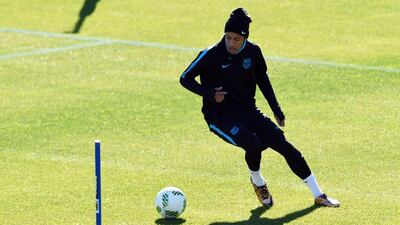 Barcelona forward Neymar during the Club World Cup training session. Toshifumi Kitamura / AFP