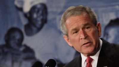 George W Bush speaks about the USAID Freedom Agenda in the Ronald Reagan Building and International Trade Centre in Washington.