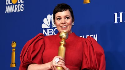 Olivia Colman poses with her award for Best Performance by an Actress in a Television Series - Drama for 'The Crown' during the 77th annual Golden Globe Awards on January 5, 2020, at The Beverly Hilton hotel in Beverly Hills, California. EPA