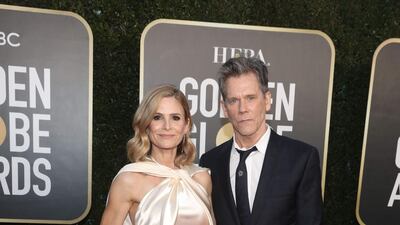 Kyra Sedgwick and Kevin Bacon attend the 78th annual Golden Globe Awards in Beverly Hills, California, on February 28, 2021. AFP