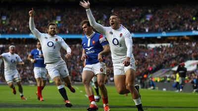 Jonny May, right, has scored six tries in his last seven England Tests. Getty Images