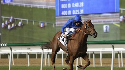 William Buick, on board Safety Check, impressed in the white and blue silks. Jeffrey E Biteng / The National