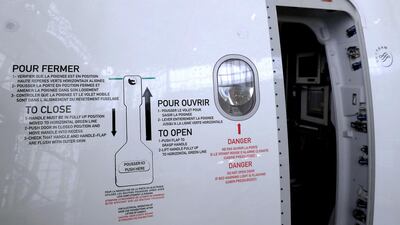 The passenger door of an Airbus A380 plane. Philippe Wojazer / Reuters