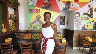 Gbemi Giwa in her new restaurant The Gbemi's Kitchen, which is located at the Al Waleed Paradise tower in JLT, Dubai. Pawan Singh / The National