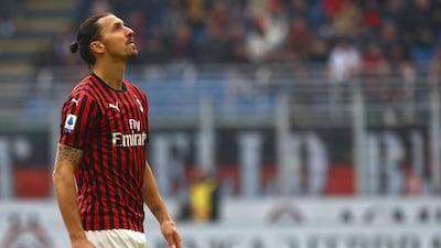 Zlatan Ibrahimovic during the Serie A game between AC Milan and Udinese. Getty Images