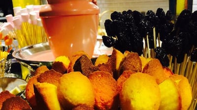 Strawberry chocolate fountain, at iftar at The Ritz-Carlton Abu Dhabi, Grand Canal. Photo by Stacie Johnson