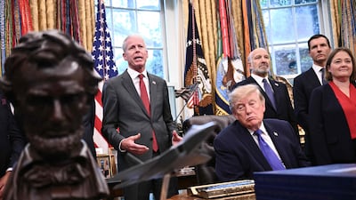 Chris Wright speaks during an announcement by Donald Trump in September. AFP