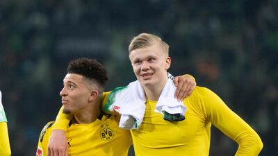 Jadon Sancho and Erling Braut Haaland. AP