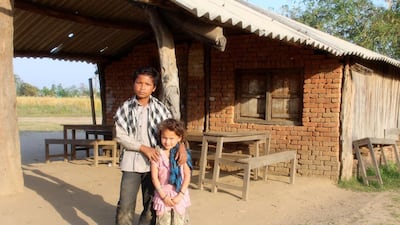 Suraj, 14, spent part of his summer as a volunteer helping to build a school in his small Nepalese village of Sukumbasi Tole. Dubai Cares is funding the construction as part of its programme in the country. Courtesy Dubai Cares