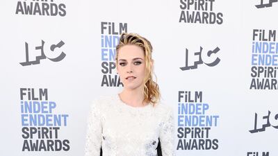 Kristen Stewart on the blue carpet.
