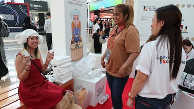 Visitors to the K-spa stand