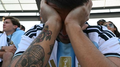 An Argentina fan during the final match at the New York New Jersey Stadium. AFP