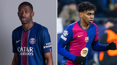 Paris Saint-Germain's Ousmane Dembele, left, is the favourite to win the Ballon d'Or ahead of Barcelona's Lamine Yamal. Getty images