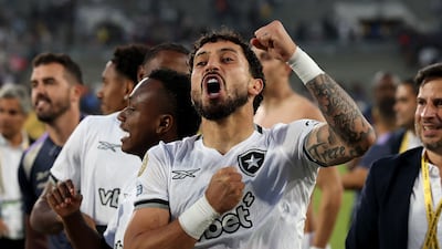 Alex Telles of Botafogo celebrates after the team's victory over Paris Saint-Germain at the Club World Cup. AFP