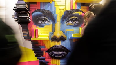 A bookshelf art installation at Frankfurt Book Fair in Germany. EPA