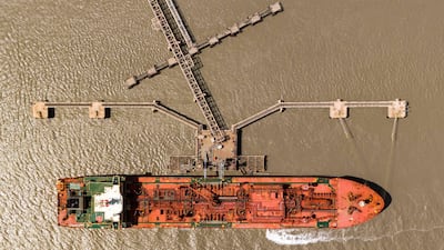 The Liberia-flagged liquefied petroleum gas tanker Navigator Gemini at the liquid gas wharf in Iraq's southern port of Umm Qasr on September 4. AFP