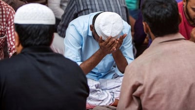 Muslim praying before iftar at Lootah Mosque in Dubai. All photos: Leslie Pableo for The National