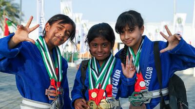 Young jiu-jitsu competitors arrive at the festival