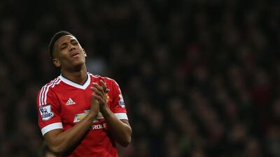 Manchester United’s Anthony Martial reacts during the English Premier League soccer match between Manchester United and Southampton at the Old Trafford Stadium, in Manchester, Britain, 23 January 2016. EPA/Nigel Roddis