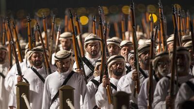 Soliders marched during the opening ceremony of the Festival of Sheikh Zayed Heritage 2014. Wam