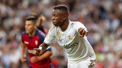 Real Madrid forward Vinicius Junior in action. EPA