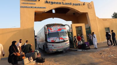 Passengers fleeing from Sudan reach Argeen, Egypt. EPA
