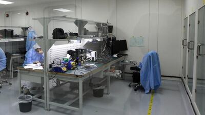 The electrical workshop at the space technologies laboratories in Mohammed Bin Rashid Space Centre. Jeffrey E Biteng / The National