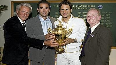From left to right: Bjorn Borg, Pete Sampras, Roger Federer and Rod Laver are the greatest living tennis players in the world.