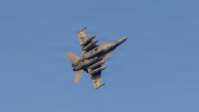 A US fighter jet flies over the Middle East. Centcom has described the operations in southern Iran as 'self-defence' strikes. AFP