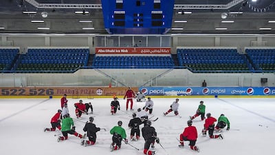 The UAE team prepares for international events at the Abu Dhabi Ice Rink. Mona Al Marzooqi / The National