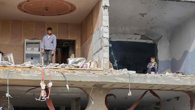 Damage in Khezaa district after weeks of Israeli bombardment. AFP