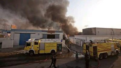 Firefighters battle this blaze in the Sharjah Industrial Area near Emirates Road.
