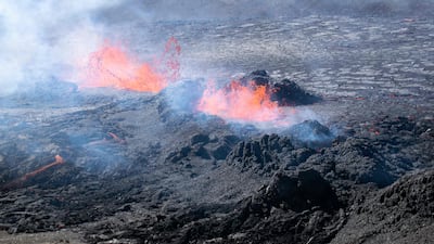 Lava erupts some 40 kilometres (25 miles) from Reykjavik, near the site of the Mount Fagradalsfjall volcano. AFP