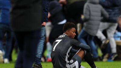 Demarai Gray of Leicester City looks dejected after defeat in the League Cup semi final. Getty Images