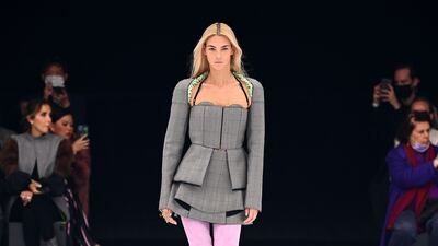 Traditional silhouettes were given a futuristic revamp. AFP