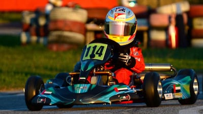 UAE-based karting driver Rashid Al Dhaheri is six years old and represents some of the country’s best young talents on the track. Courtesy photo