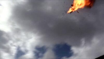 File Photo: An image grab taken from a video shows a Houthi drone exploding above Yemen's Al Anad air base on January 10, 2019. AFP
