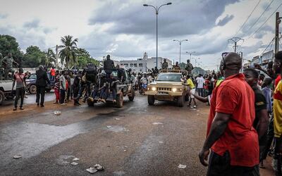 Malians cheer as Mali military enters the streets of Bamako. EPA
