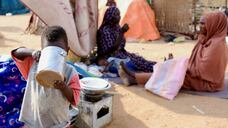 Sudanese in a displacement camp in Al Dabbah. Famine has been declared in parts of the country. Reuters