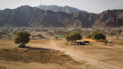 The Family Beach campsite the day before Eid. Families gather here to camp during local celebrations such as Eid and National Day. Before, families were allowed to camp directly on the beach itself, but because of pollution and disruption of the beach area during festivities, Dibba Municipality no longer allows it.