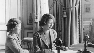 Princess Elizabeth makes her first broadcast, alongside Princess Margaret, in 1940. Getty