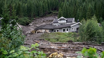 A mudslide destroyed homes in the village of Bagn, in Valdres, southern Norway. AP