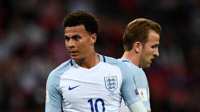 England’s Dele Alli could be in trouble for an offensive gesture during the 2-1 win over Slovakia at Wembley if Fifa decide to investigate. Dylan Martinez / Reuters