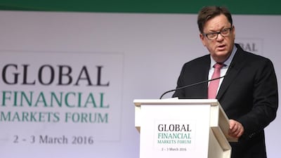 Alex Thursby, CEO of NBAD, gave opening remarks on day two of the Global Financial Markets Forum hosted by NBAD at Emirates Palace in Abu Dhabi. Delores Johnson / The National