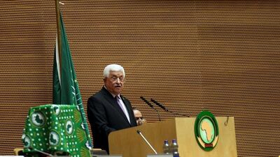 Palestinian Authority president Mahmoud Abbas addresses the opening ceremony of the 26th Ordinary Session of the Assembly of the African Union (AU) on January 30, 2016. Tiksa Negeri / Reuters