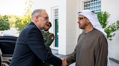 Sheikh Mohamed receives Mr Parmelin at Al Shati Palace