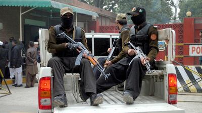 Soldiers patrol near the official residence of Pervez Khattak, chief minister of Khyber Pakhtunkhwa province, on January 20, 2015, during a commemoration ceremony for the victims of the Taliban attack on an army-run school in Peshawar the month before. Umar Qayyum/Xinhua Press/Corbis