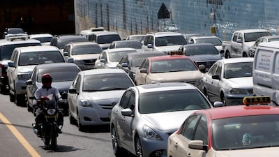 A busy road near the Rashid hospital in Dubai. Can smartphones help diminish congestion? Pawan Singh / The National