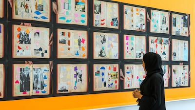 Another piece at the exhibition, Scrapbook, by Syrian-French artist Bady Dalloul shows a collage of photographs of political figures, origami shapes and texts. The works combine historical events, personal facts and fiction.