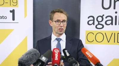Dr Ashley Bloomfield, director general of health, speaks to reporters at the ministry of health on June 16, 2020, in Wellington, Getty